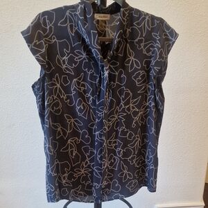 Calvin Klein Dark Blue Floral Blouse